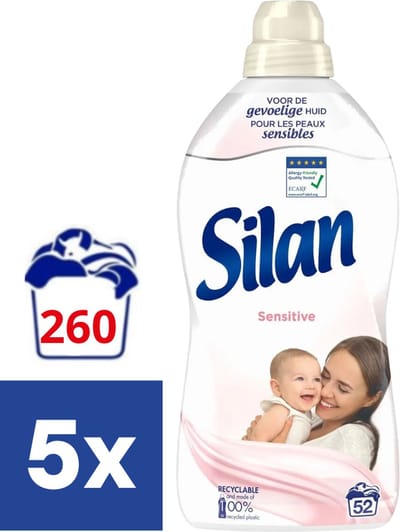 Silan Wasverzachter Sensitive - 5 x 1.144 l (260 wasbeurten)