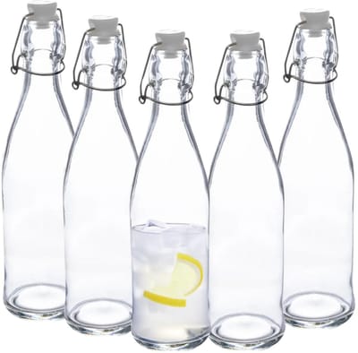5Five weckflessen - 5x - beugelflessen - 500 ml - glas - transparant - luchtdicht - sappen - inmaken - bewaren