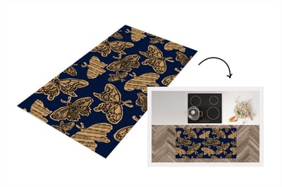 Keukenloper - Loper keuken - Patroon - Muziek - Vlinders - 120x60 cm - Keukenloper vinyl