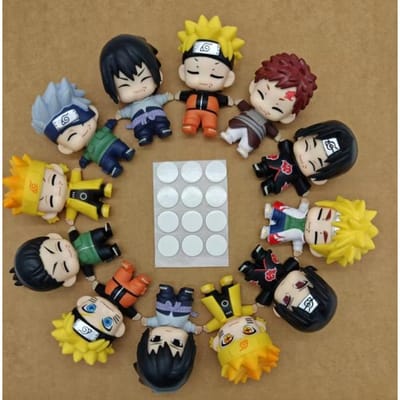 12 stuks/set Anime Naruto Hatake Kakashi Uchiha Sasuke Itachi Eet Volledige Versie Volleybal Figuur Model Speelgoed no box gray
