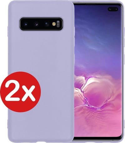 Hoesje - 2 Stuks - Geschikt voor Samsung Galaxy S10 - Sterk & Shockproof - Telefoonhoes - Back Cover - Case Siliconen - Telefoon Hoes - Lila