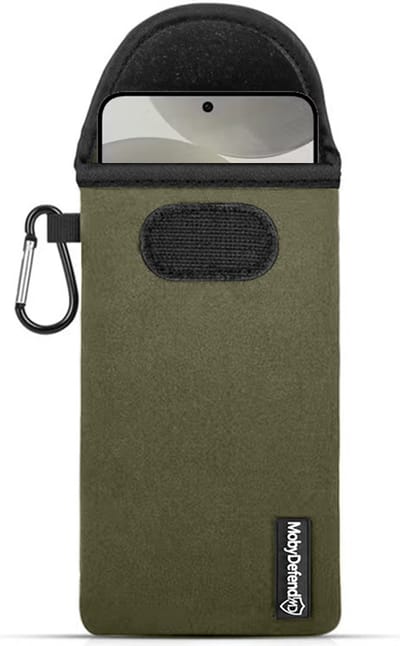 MobyDefend Hoesje - Geschikt voor Samsung Galaxy S24 - Neopreen Pouch Met Karabijnhaak - Insteek - Riemlus - Groen