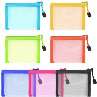 Dailygoods - 7 Delen Mesh Opbergzak - Mini Draagbare Opbergzak voor Reisbenodigdheden