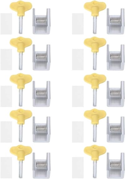 Set van 10 Verstelbare Aluminium Veiligheidsstoppen met Sleutel, Kindveilige Clips voor Verticale en Horizontale Lijnen, Ideaal voor Thuisgebruik en Veiligheid