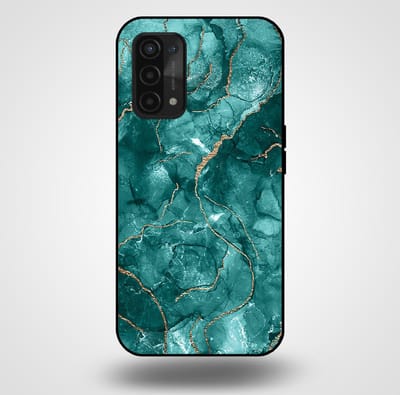 Smartphonica Telefoonhoesje voor OPPO A54 5G / A74 5G / A93 5G met marmer opdruk - TPU backcover case marble design - Goud Groen geschikt voor Oppo A54 5G;Oppo A74 5G;Oppo A93 5G