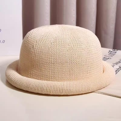 Heren Klassieke Strooien Bowler Hoed dames Zomer Ademende Derby Pet Vintage Ronde Top baret Panama Hoed dames Casual Jazz Zonnehoeden 56-58 beige