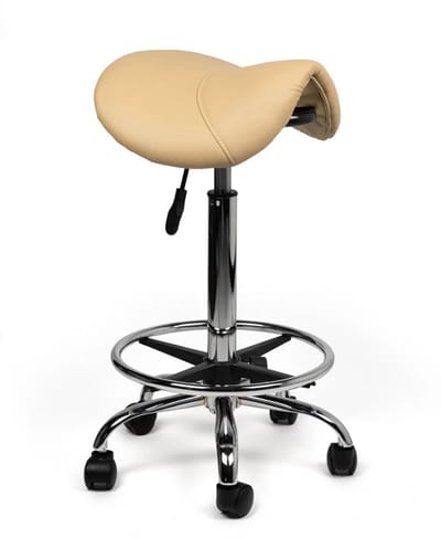 Ergonomische Zadelkruk Beige op Wielen Standaard (50-68cm) / met Voetsteun / Standaard wielen