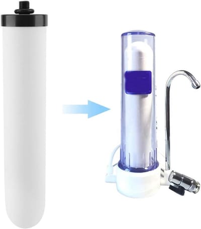 Dailygoods- Waterfilter Keramisch - Waterfilter Element - Actieve Koolstof - Filtratie Precisie 0.1μm - Wateruitlaat 1/4 inch - Onderdeel voor Vervanging - Waterfilterelement