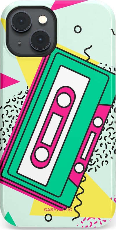 Casetastic Hoesje Geschikt voor Apple iPhone 14 Plus Magsafe - Stijlvolle Beschermende Duo-layer Case - Retro 80s muziek