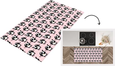 Keukenloper - Loper keuken - Koe - Roze - Patronen - 120x60 cm - Keukenloper vinyl