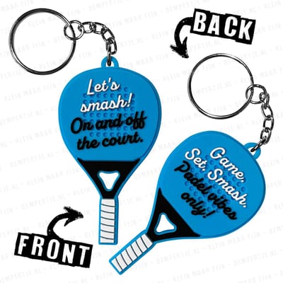 Dempertje.nl - Padel Sleutelhanger Blauw 1 stuk - Let's smash! On and off the court. / Game. Set. Smash. Padel vibes only!
