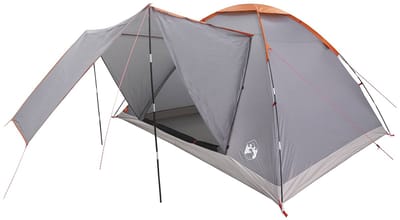 vidaXL - Kamperen - tent - 6-persoons - Grijs - en - Oranje - Polyester - en - Staal