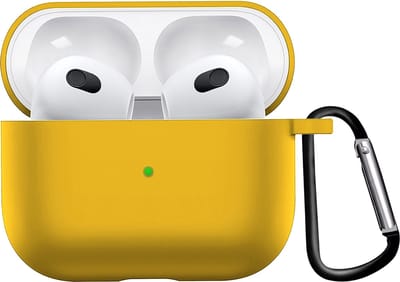 Hoesje - Geschikt voor Apple AirPods 3 - Siliconen Hoes met Clip - Silicone Case Cover - Geel