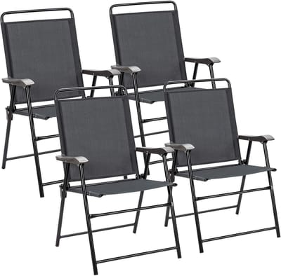 KOMFOTTEU Set van 4 klapstoelen, tuinstoelen, draagbaar met hoge rugleuning, balkonstoelen, campingstoelen, belastbaar tot 150 kg, terrasstoelen voor tuin, patio