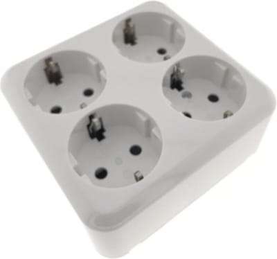 Benson Wandcontactdoos opbouw - 4-voudig - randaarde - wit - 107x102x43 mm