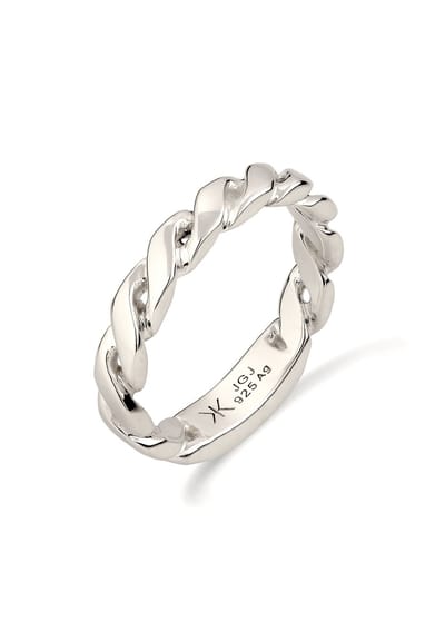 KUZZOI - Ring - Bandring Heren Gedraaid 925 Sterling Zilver -