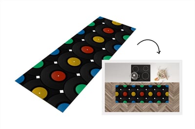 Keukenloper - Loper keuken - Platen - Muziek - Patronen - 150x50 cm - Keukenloper vinyl