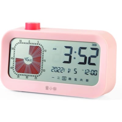 60 Minuten Visuele Timer Optellen/Aftellen Functie Klok met LCD-scherm Snooze-opties 12-uurs klok roze