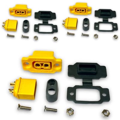 Inbouwstekker met hoge stroom en rubberen dop voor Lipo-accu - Stof- en waterbestendig 2pin