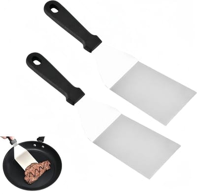 Set van 2 RVS Rechthoekige Spatels voor Grillen, Bakken en Koken - Ideaal voor Burgers, Eieren en Steaks