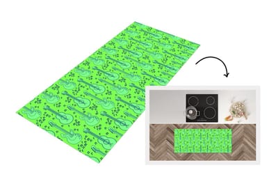Keukenloper - Loper keuken - Gitaar - Patronen - Groen - 120x50 cm - Keukenloper vinyl
