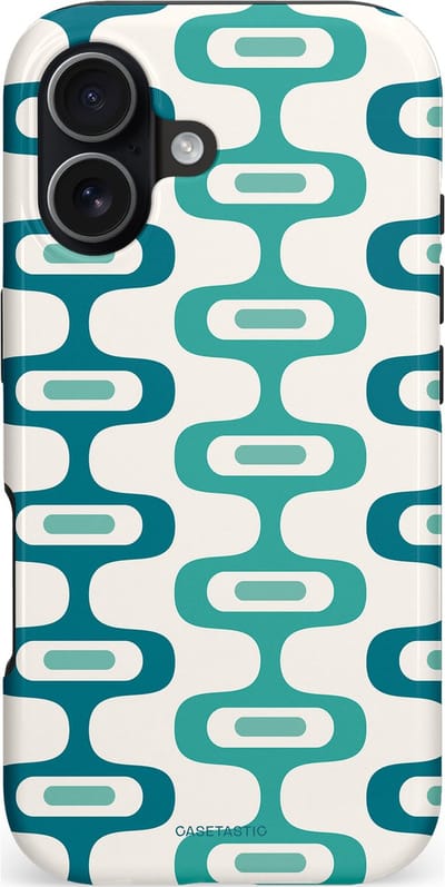 Casetastic hoesje geschikt voor Apple iPhone 17 - MagSafe - Dubbellaagse bescherming - Vormen vibe - Fashion Case - Wit Petrol Lichtgrijs Mintgroen