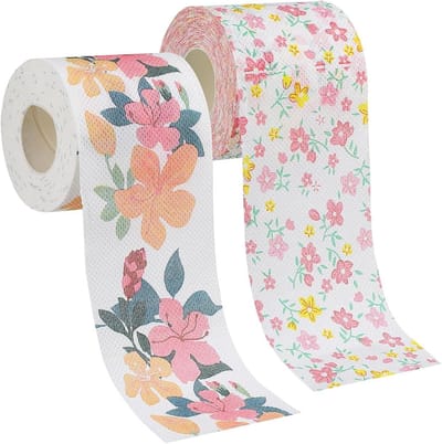 Toiletpapier Rollen - Bloemenprint Weefsels - Dagelijks Gebruik - Zachte Textuur - 2 Rollen - Zoals Getoond