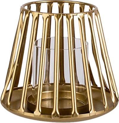 Windlicht Goud 14,5x14,5xh12,5cm Metaal