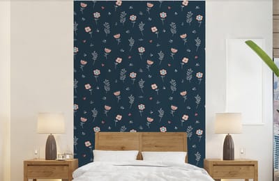 Behang - Fotobehang Bloem - Insecten - Patronen - Breedte 140 cm x hoogte 220 cm