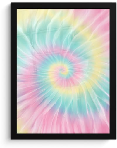 Poster in lijst - Fotolijst 30x40 cm - Posters - Pasteltinten - Tie dye - Roze - Posterlijst zwart - Decoratie - Wanddecoratie woonkamer - Muurdecoratie slaapkamer