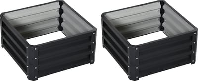 Killogood Lot van 2 verhoogde plantenbakken - moestuinbak voor groenten - bloemen - gegalvaniseerd staal 60 x 60 x 30.5 cm - grijs