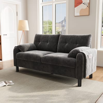DESMIU Fauteuil Set Van 2 - Fluwelen Bloemblaadje Design Met Gepolsterde Zitting En Gouden Metalen Poten - Voor Woonkamer En Slaapkamer - Beige