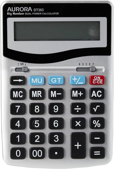 Bureaurekenmachine - Basis rekenmachine - Dagelijks kantoorwerk - Duidelijk display - Compact formaat - Zilver