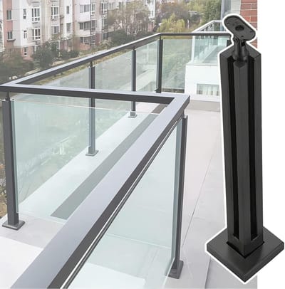 Balustrade Paal - Glazen Hekwerk - Buiten Beveiligen - Roestvrij Staal - 12mm Glas - Zilver