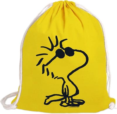 Sporttas met Woodstock - Gymtas Katoen - Vrije Tijd - Origineel Licentie Design - 46 x 35 cm - Geel