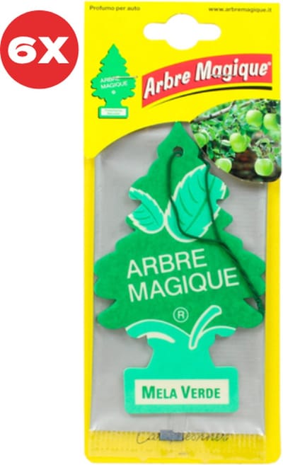 6 stuks Groene Appel Arbre Magique Geurboom luchtverfrisser voor in de auto Mela Verde – Car Parfum – Geurboompje – Geurbooster – Wonderboom – Geurverfrisser – Nieuwe Auto – Autogeur – Autoparfum – Geurblad
