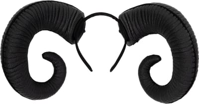 KIMU® Haarband Hoorns Zwart Diadeem - Demoon Duivel Ram Bok Schaap Stier Buffel Steenbok Heks - Haar Band Halloween Monster Dames Heren Griekse God Festival