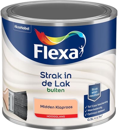 Flexa - Strak In De Lak Buitenlak Hoogglans - Midden Klaproos - Mengverf - 500 Ml