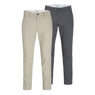 JACK & JONES Marco Dave (2-pack) loose fit - heren chino - beige en donkergrijs