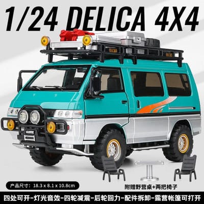 1:24 Mitsubishi Delica 4X4 All Terrain Avontuur Van Metaal Gieten Diecast Model Auto Woondecoratie & Computer Bureau Ornamenten blue