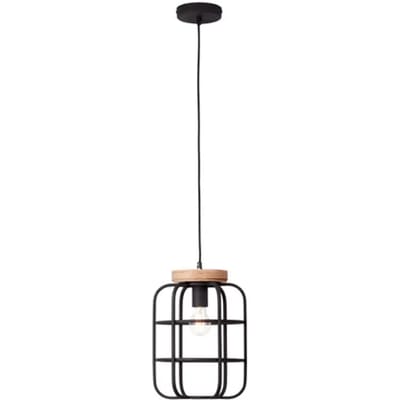 Brilliant Gwen - Hanglamp - E27 max 1x40W - Zwart/Hout
