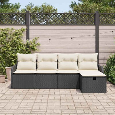 vidaXL - Tuinbank - Set - 5 - st - 4-Aantal - zitplaatsen - Zwart - en - Crème