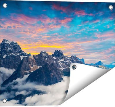 Gards Tuinposter Bergen Landschap met Wolken in Itali� - 50x40 cm - Tuindoek - Tuindecoratie - Wanddecoratie buiten - Tuinschilderij