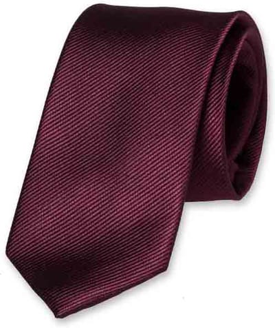 E.L. Cravatte Smalle Stropdas - Aubergine - 100% Zijde