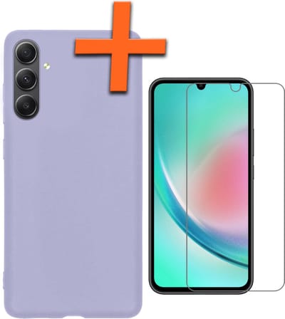 Hoes - Met Screenprotector - Geschikt voor Samsung Galaxy A34 - Sterk & Shockproof - Back Cover - Siliconen Case - Telefoon Hoes - Lila
