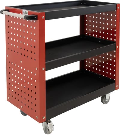 TRUTZHOLM - Werkplaatswagen - Gereedschapswagen - 3 Etages - Staal - 70 x 39 x 79 cm - Belastbaar tot 300 kg - Verrijdbaar - Rood