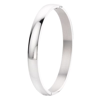 Lucardi Dames Armband bangle 8mm - Staal - Armband - Cadeau - Stijlvol - 58 mm - Zilverkleurig