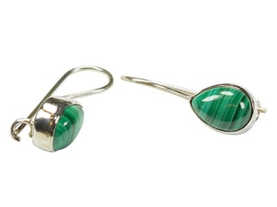 Zilveren oorbellen met sluiting Malachiet 925 zilver
