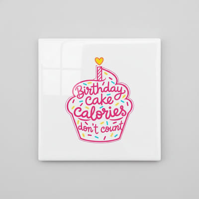 Birthday Cake Calories Tellen Niet Decoratieve Tegel – Leuke Tekst Wandtegel – 15 x 15 cm