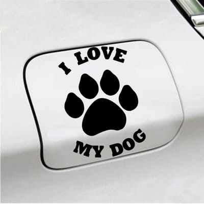 Bumpersticker - I Love My Dog - 13,9 X 9,3 - Zwart